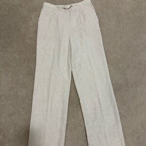 Sag Harbor Cream Linen-Blend Drawstring Pants